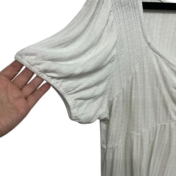 Romantic Layers Textured Knit Top Maurices White Puff Sleeve‎ XL - Picture 2 of 6